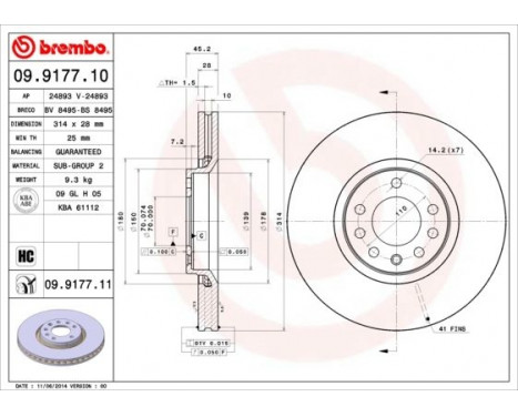 Brake Disc COATED DISC LINE 09.9177.11 Brembo, Image 2