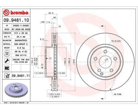 Brake Disc COATED DISC LINE 09.9481.11 Brembo, Image 2