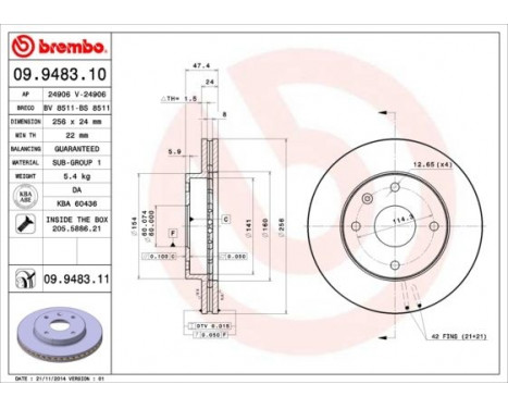 Brake Disc COATED DISC LINE 09.9483.11 Brembo, Image 2