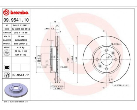 Brake Disc COATED DISC LINE 09.9541.11 Brembo, Image 2