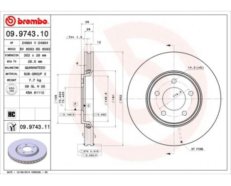 Brake Disc COATED DISC LINE 09.9743.11 Brembo, Image 2