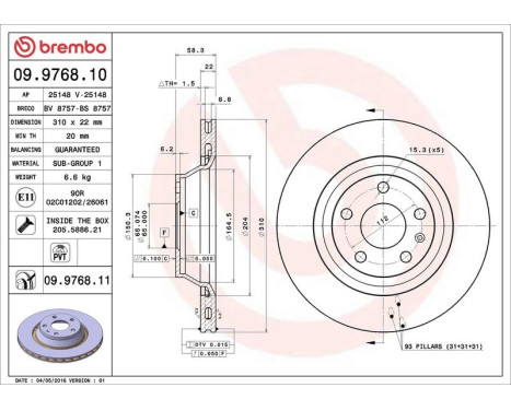 Brake Disc COATED DISC LINE 09.9768.11 Brembo, Image 3