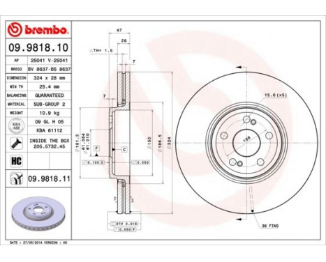 Brake Disc COATED DISC LINE 09.9818.11 Brembo, Image 2