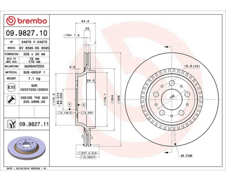 Brake Disc COATED DISC LINE 09.9827.11 Brembo, Image 3