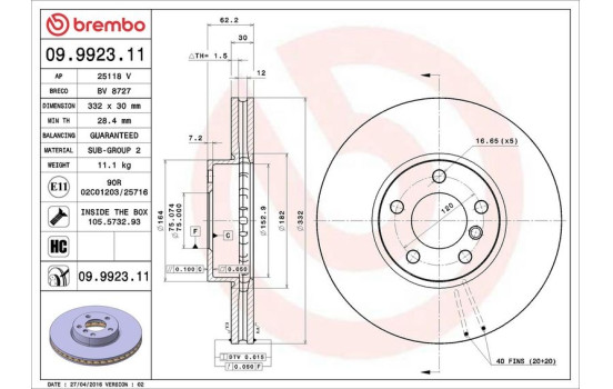 Brake Disc COATED DISC LINE 09.9923.11 Brembo, Image 2