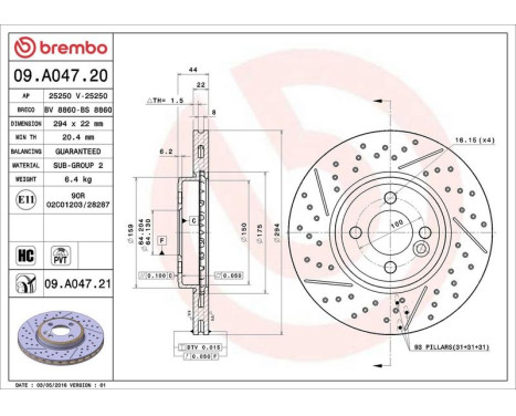 Brake Disc COATED DISC LINE 09.A047.21 Brembo, Image 3