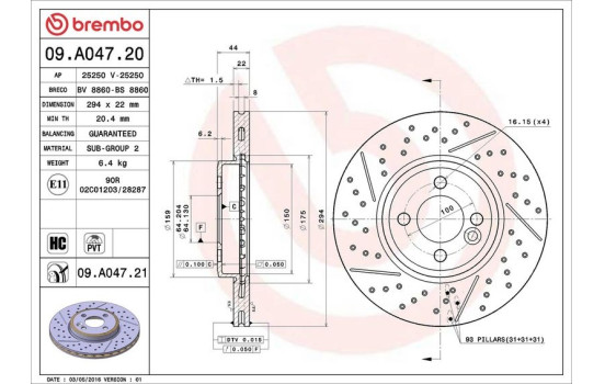 Brake Disc COATED DISC LINE 09.A047.21 Brembo, Image 3