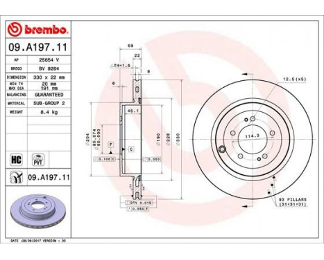 Brake Disc COATED DISC LINE 09.A197.11 Brembo