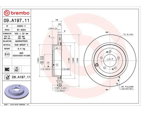 Brake Disc COATED DISC LINE 09.A197.11 Brembo