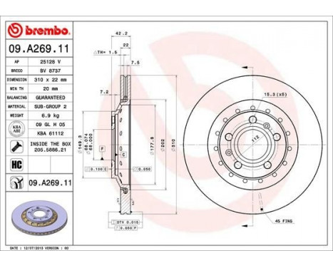 Brake Disc COATED DISC LINE 09.A269.11 Brembo, Image 2