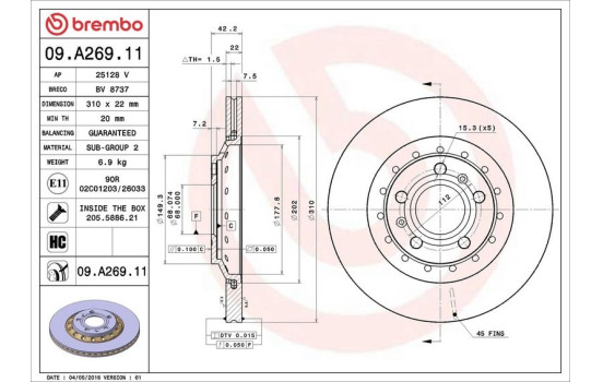 Brake Disc COATED DISC LINE 09.A269.11 Brembo, Image 3