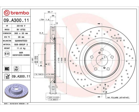 Brake Disc COATED DISC LINE 09.A300.11 Brembo, Image 3