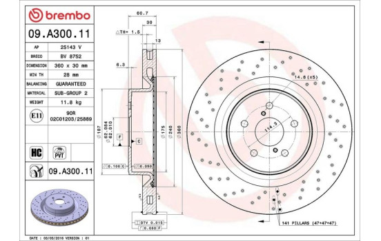 Brake Disc COATED DISC LINE 09.A300.11 Brembo, Image 2