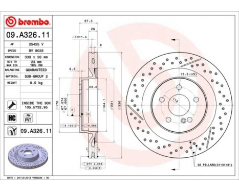 Brake Disc COATED DISC LINE 09.A326.11 Brembo, Image 2