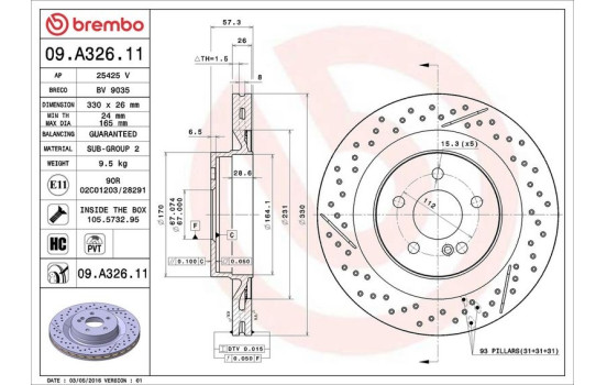Brake Disc COATED DISC LINE 09.A326.11 Brembo, Image 2