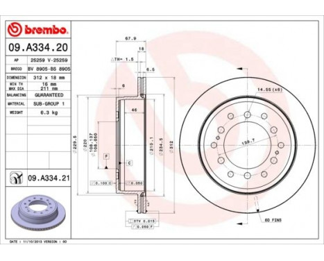 Brake Disc COATED DISC LINE 09.A334.21 Brembo, Image 2