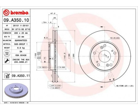 Brake Disc COATED DISC LINE 09.A350.11 Brembo, Image 2