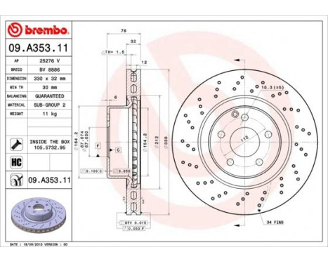 Brake Disc COATED DISC LINE 09.A353.11 Brembo, Image 2