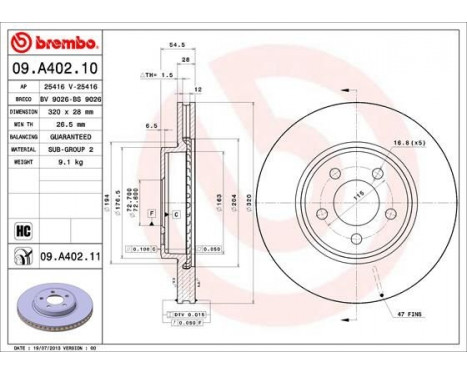 Brake Disc COATED DISC LINE 09.A402.11 Brembo, Image 2