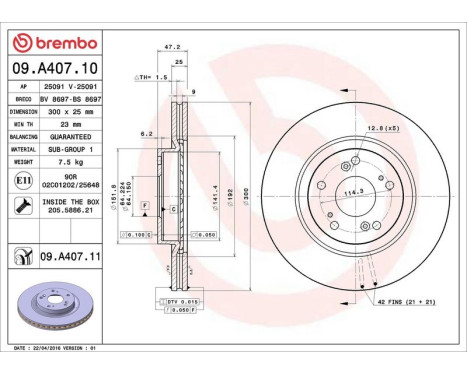 Brake Disc COATED DISC LINE 09.A407.11 Brembo, Image 3
