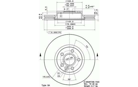 Brake Disc COATED DISC LINE 09.A427.11 Brembo, Image 2