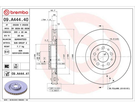 Brake Disc COATED DISC LINE 09.A444.41 Brembo, Image 4