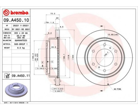 Brake Disc COATED DISC LINE 09.A450.11 Brembo, Image 2