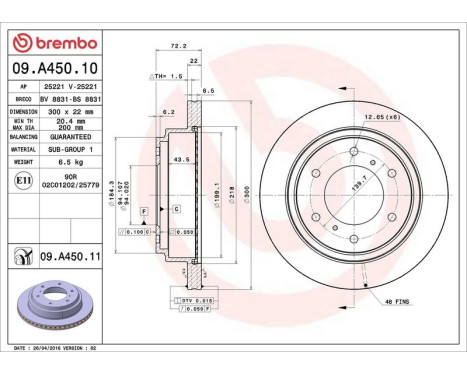 Brake Disc COATED DISC LINE 09.A450.11 Brembo, Image 3