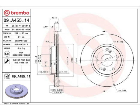 Brake Disc COATED DISC LINE 09.A455.11 Brembo, Image 3