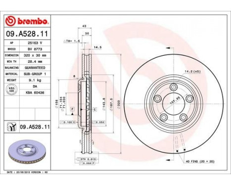 Brake Disc COATED DISC LINE 09.A528.11 Brembo, Image 2