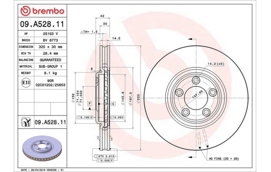 Brake Disc COATED DISC LINE 09.A528.11 Brembo, Image 3
