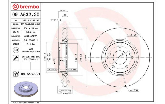 Brake Disc COATED DISC LINE 09.A532.21 Brembo, Image 3