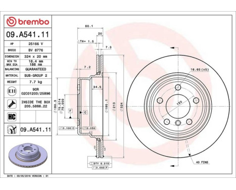 Brake Disc COATED DISC LINE 09.A541.11 Brembo, Image 3