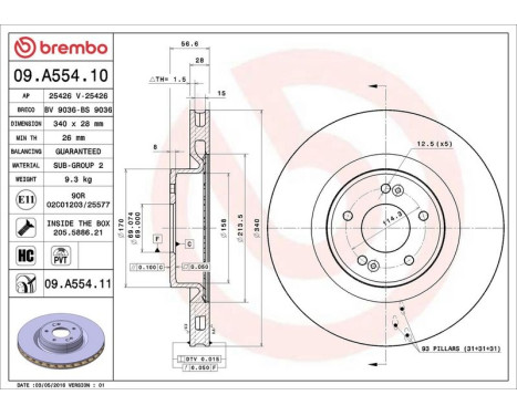 Brake Disc COATED DISC LINE 09.A554.11 Brembo, Image 2