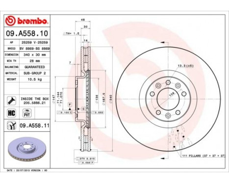 Brake Disc COATED DISC LINE 09.A558.11 Brembo, Image 2