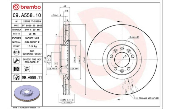 Brake Disc COATED DISC LINE 09.A558.11 Brembo, Image 2