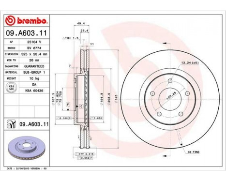 Brake Disc COATED DISC LINE 09.A603.11 Brembo, Image 2