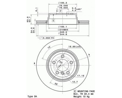 Brake Disc COATED DISC LINE 09.A712.11 Brembo, Image 2