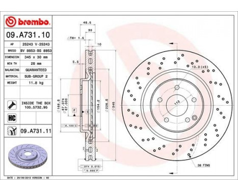 Brake Disc COATED DISC LINE 09.A731.11 Brembo, Image 2