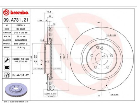 Brake Disc COATED DISC LINE 09.A731.21 Brembo, Image 2