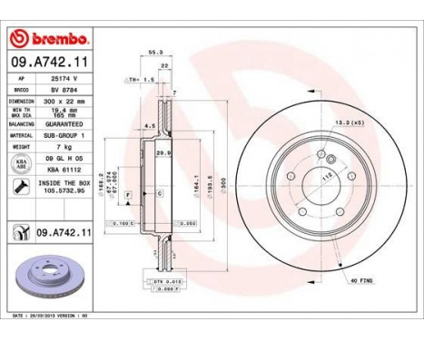 Brake Disc COATED DISC LINE 09.A742.11 Brembo, Image 2