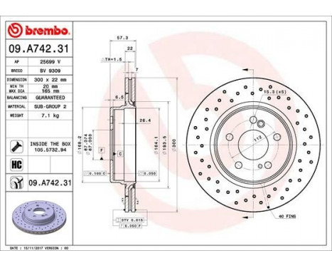 Brake Disc COATED DISC LINE 09.A742.31 Brembo, Image 2