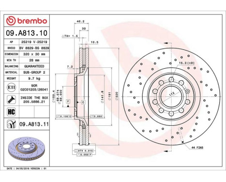 Brake Disc COATED DISC LINE 09.A813.11 Brembo, Image 3