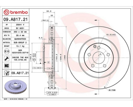 Brake Disc COATED DISC LINE 09.A817.21 Brembo, Image 2