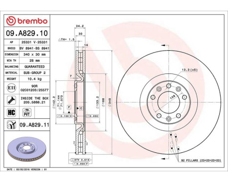 Brake Disc COATED DISC LINE 09.A829.11 Brembo, Image 3