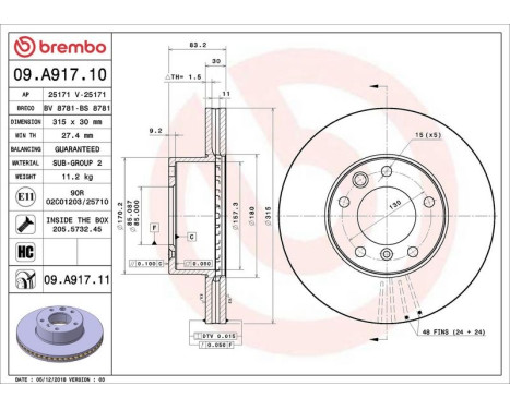 Brake Disc COATED DISC LINE 09.A917.11 Brembo, Image 3