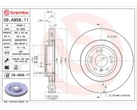 Brake Disc COATED DISC LINE 09.A958.11 Brembo, Image 3