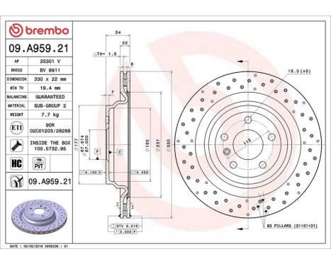 Brake Disc COATED DISC LINE 09.A959.21 Brembo, Image 3