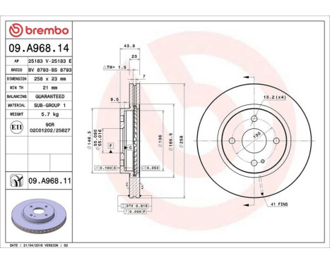 Brake Disc COATED DISC LINE 09.A968.11 Brembo, Image 3