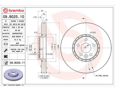 Brake Disc COATED DISC LINE 09.B025.11 Brembo, Image 3